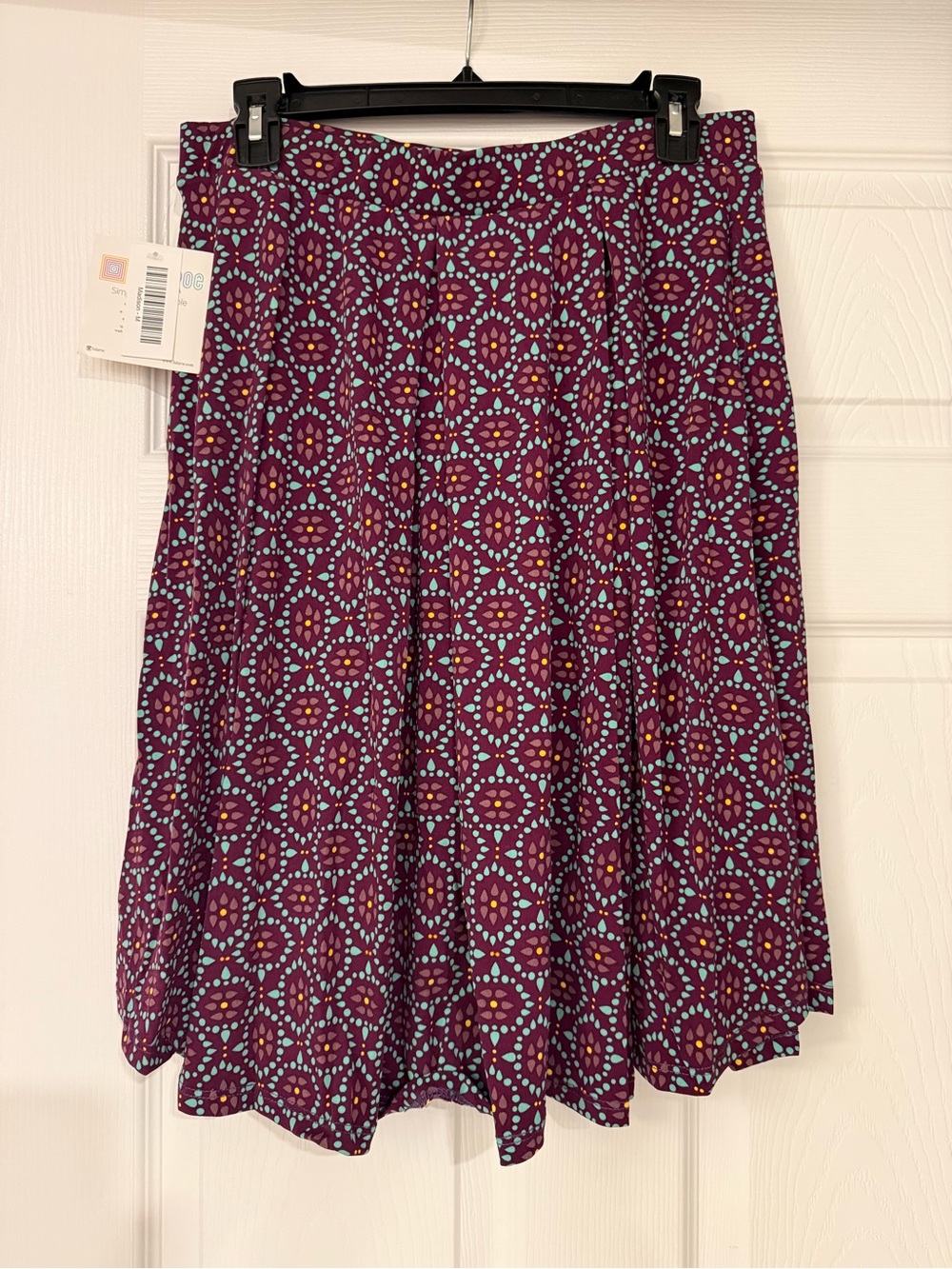 Lularoe Madison Skirt - Purple Patterned A-Line Skirt